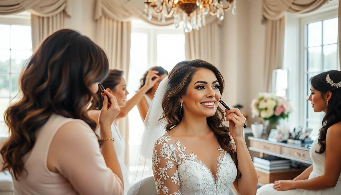 Dallas bridal glam team preparing a bride for her special day with elegance and style.