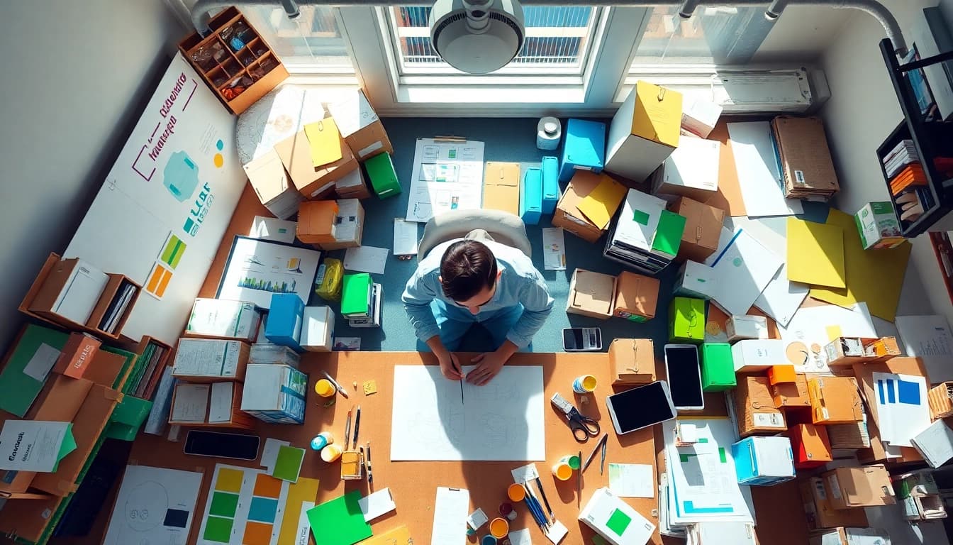 Designing innovative packaging design & commercialization in a bright creative workspace.