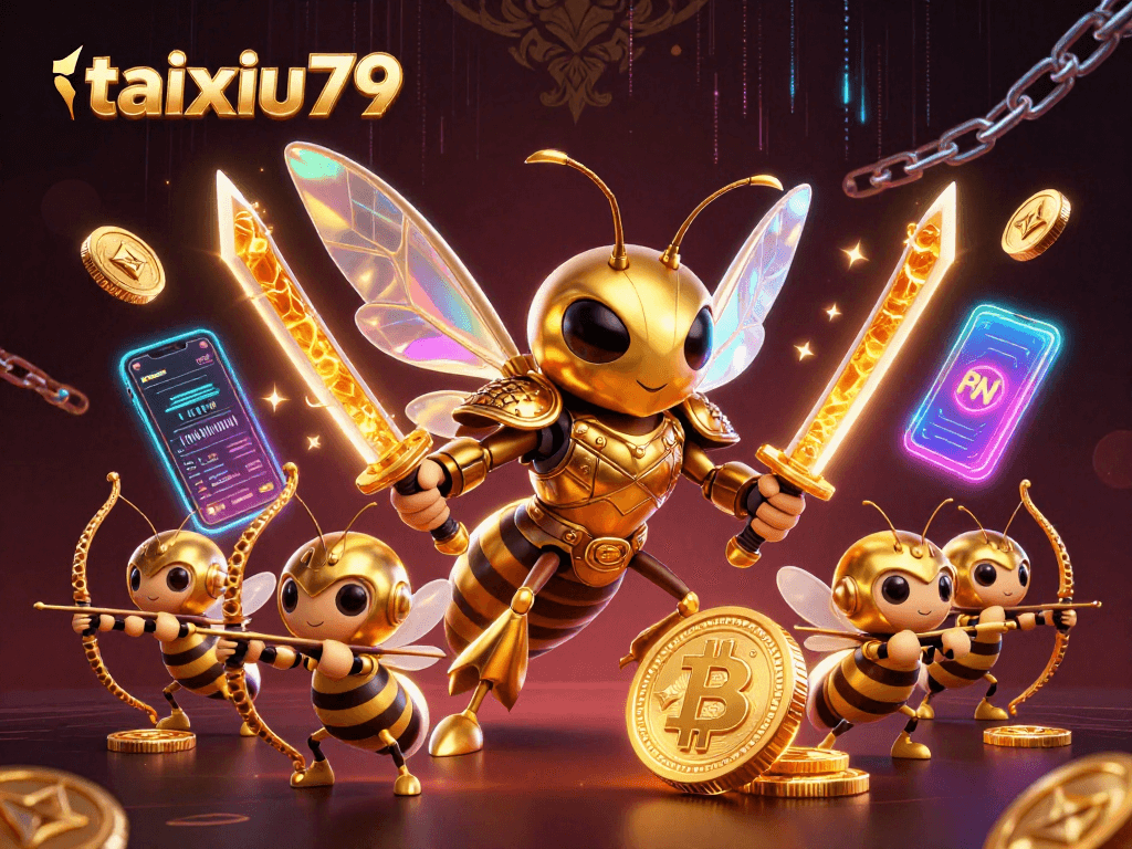 Engage in thrilling gameplay with taixiu79 featuring vibrant characters and cryptocurrency elements.