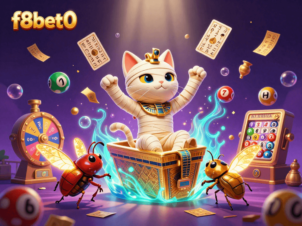f8bet0 engages in thrilling casino excitement with colorful elements and Egyptian themes
