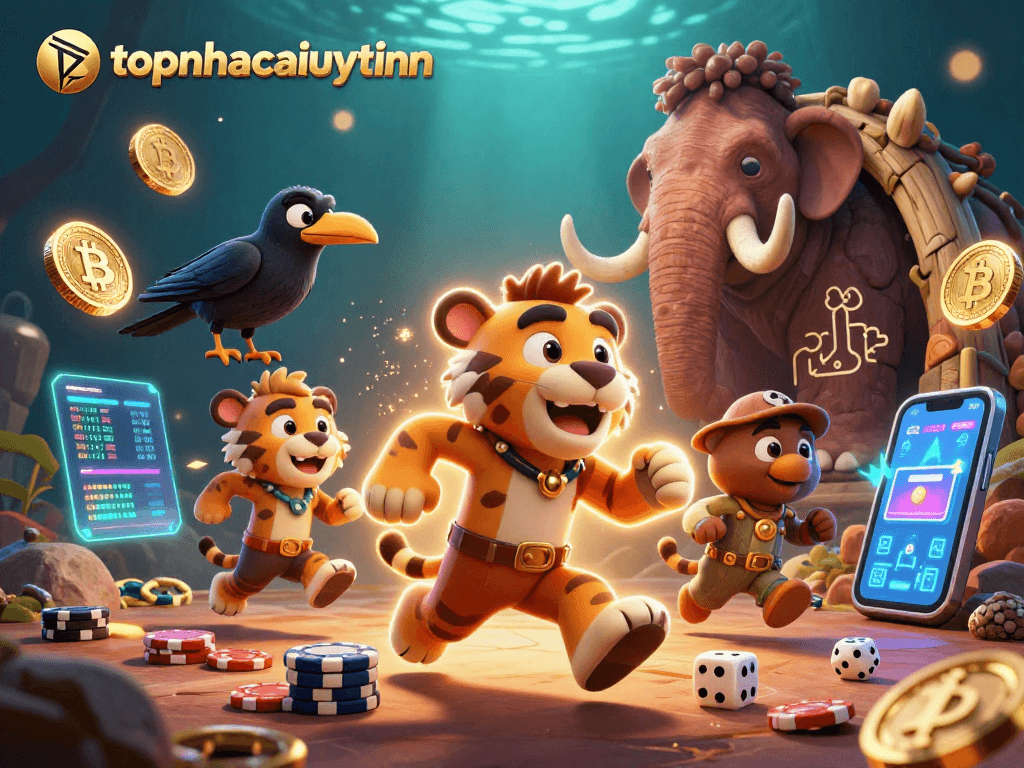 Experience thrilling gameplay with topnhacaiuytinn in an exciting prehistoric casino scene filled with vibrant action.