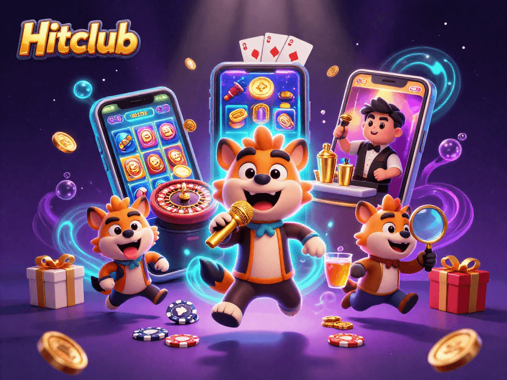 Hitclub showcases animated hyenas in a vibrant casino scene mixing drinks, telling jokes, and checking IDs.