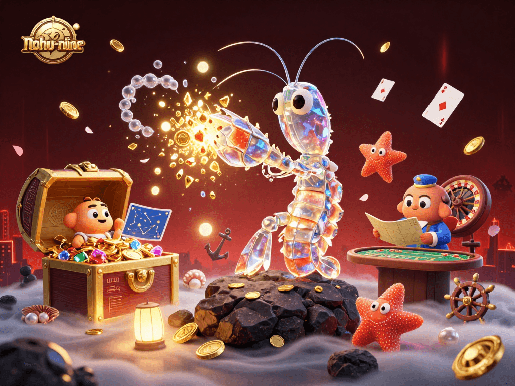 Experience the thrilling action of nohu-nine as a samurai mantis shrimp engages in explosive wins with live casino elements and colorful treasures.