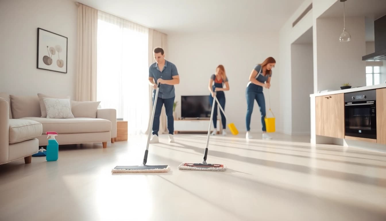 Bond cleaning Logan service depicting a clean apartment space being meticulously cleaned by professionals.