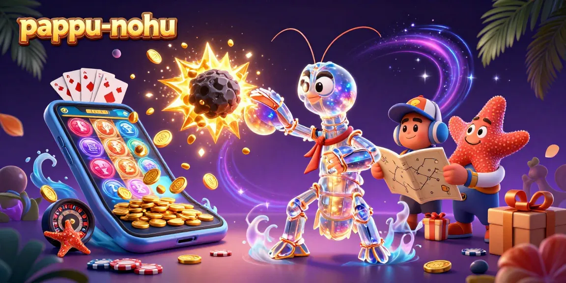 Pappu-nohu game scene with magical creatures and vibrant casino elements enhancing online gaming excitement.