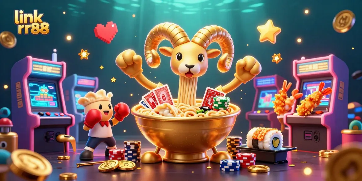 Engage with link rr88 featuring a vibrant 3D illustration showcasing exciting casino elements and characters.