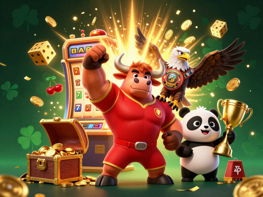 Experience excitement with game-la-ma's jackpot explosion showcasing vibrant mascots and dynamic casino elements.