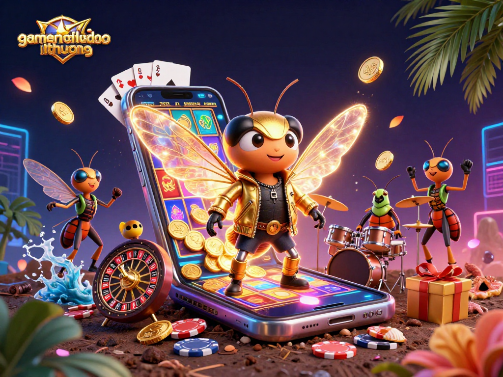 Experience the thrill of gamenohudoithuong with a vibrant scene of animated characters and dynamic casino elements.