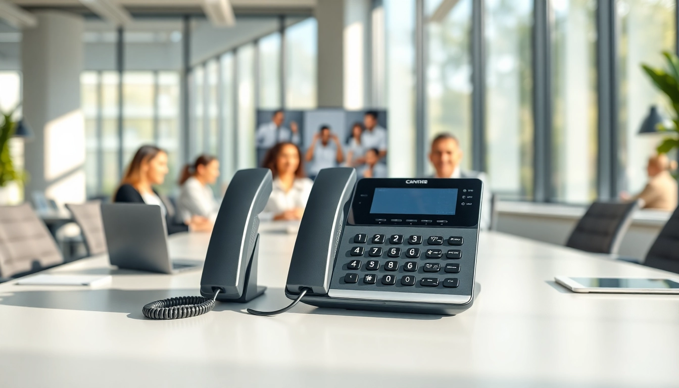 Showcasing a VoIP phone system UK in a professional office to emphasize modern communication solutions.