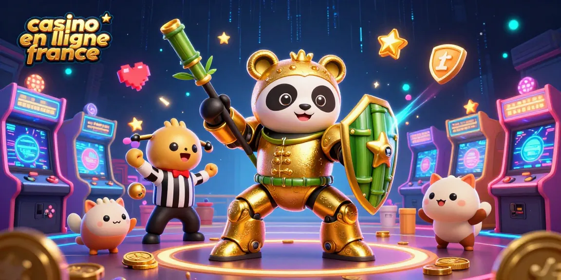 Un panda doré en mech dans un combat de robot au casino en ligne France.