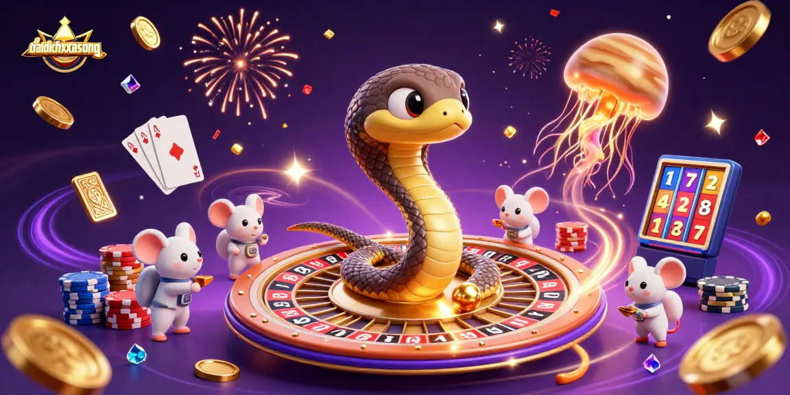 Engage with daidichxacsong's colorful casino scene featuring betting astronaut mice and cosmic dealer.