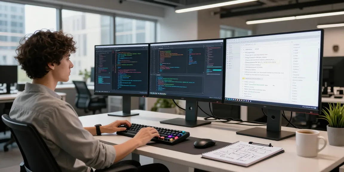 Build internal tools with AI in a modern workspace featuring developers, coding tools, and dynamic workspace.