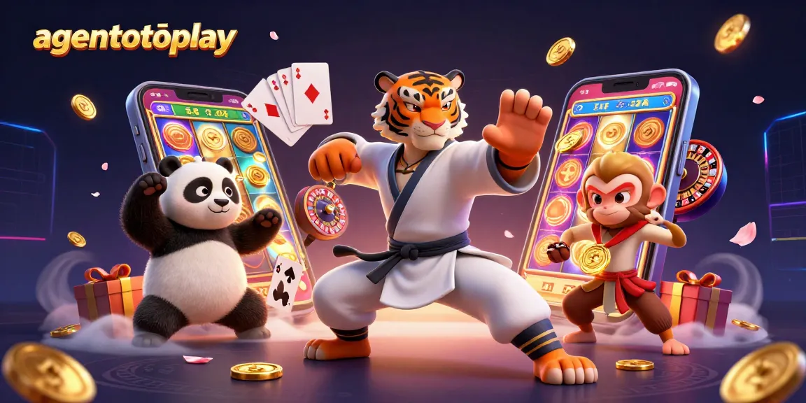 Mainkan slot di agentotoplay dengan gaya, saat harimau kung fu mengajari panda dengan koin emas berkilauan.
