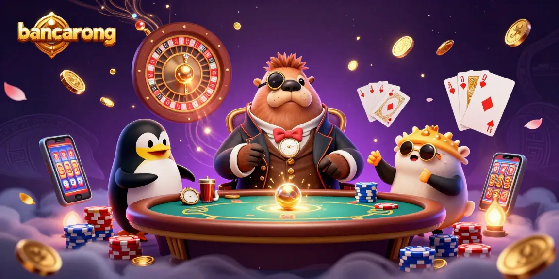 Bancarong showcases a vibrant underwater poker scene featuring a jolly walrus and a sophisticated penguin dealer.