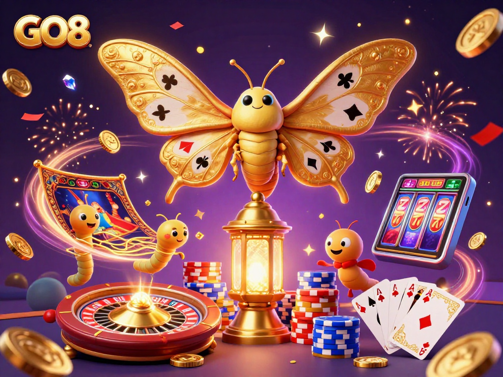 Engage in exciting gaming experiences with GO8 filled with vibrant casino elements and dynamic characters.