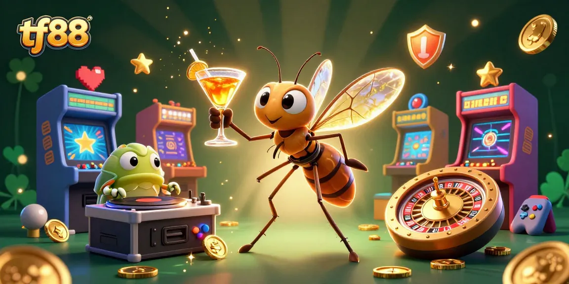 Experience the excitement of tf88 with a vibrant casino illustration featuring unique characters.