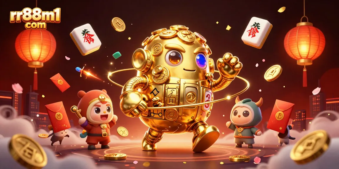 Bet on big wins at rr88m1 com with 3D gaming action featuring a golden golem and exciting elements.