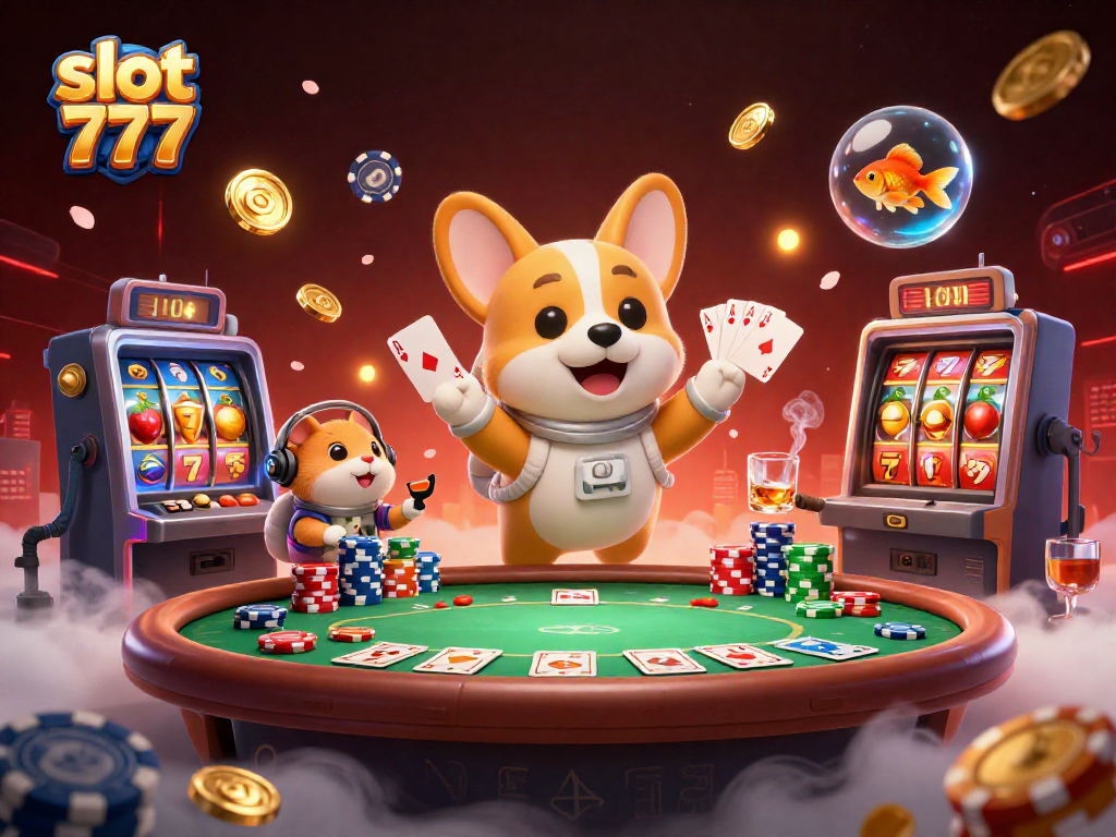 Engage with slot 777 visuals featuring an astronaut corgi in a casino scene.