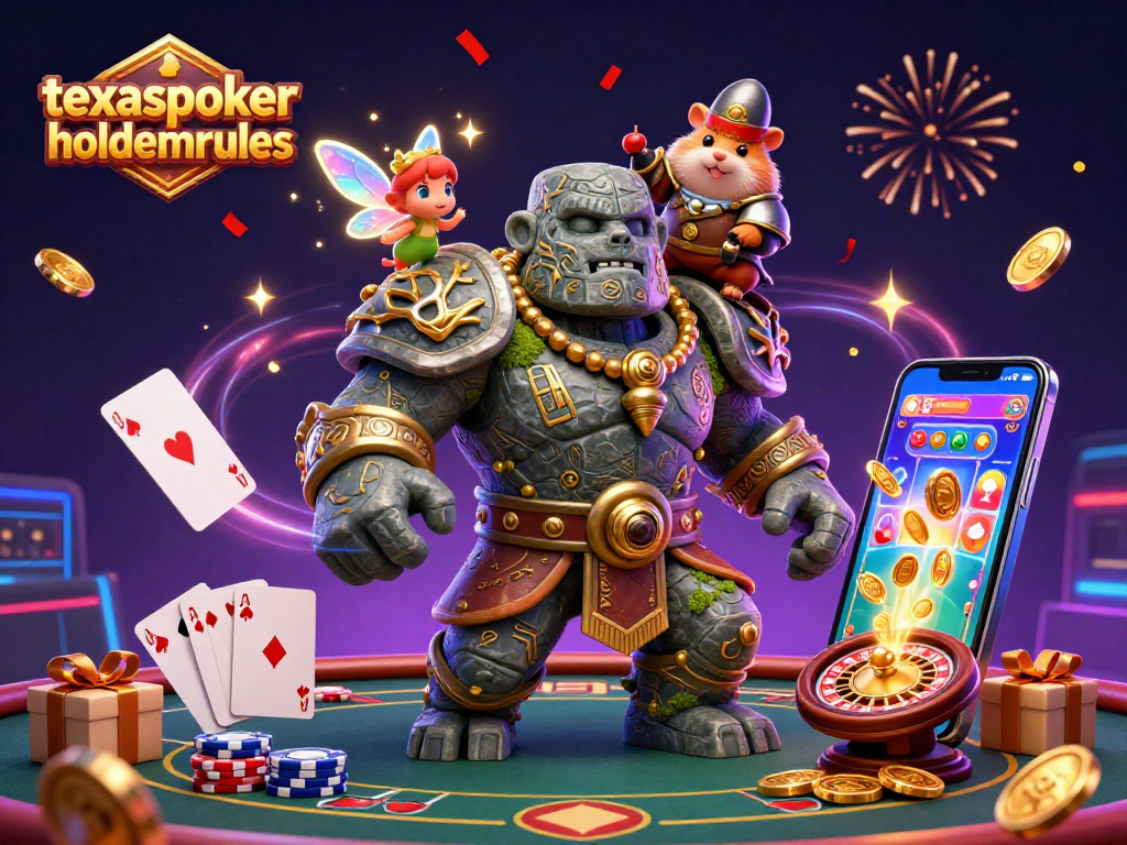 Experience the excitement of texaspokerholdemrules with a dynamic poker scene featuring magical characters and casino elements.