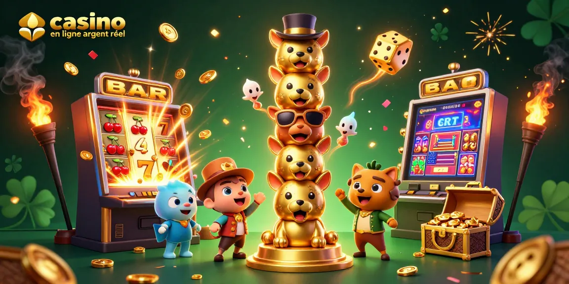 Gagnez gros au casino en ligne argent réel avec des machines à sous colorées et des accessoires animés.
