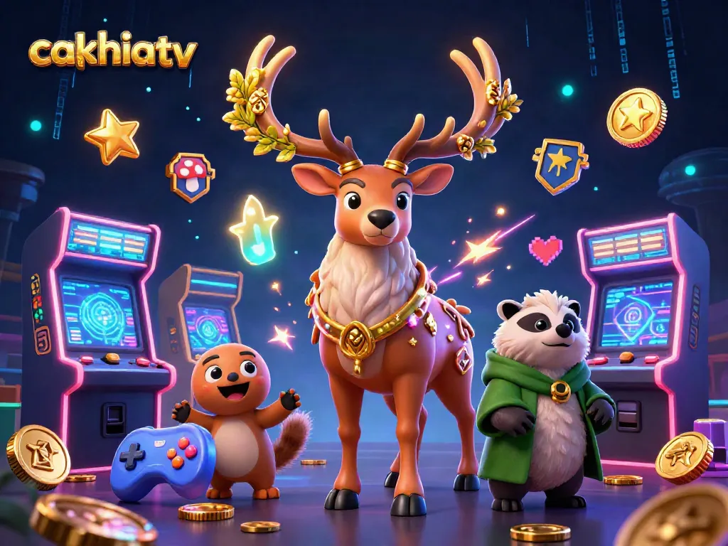 Place bets and win with cakhiatv's thrilling 3D gambling adventure featuring lively characters and gaming elements.