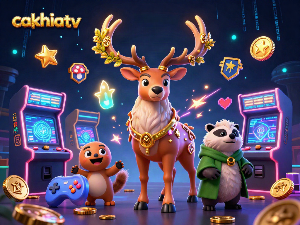 Place bets and win with cakhiatv's thrilling 3D gambling adventure featuring lively characters and gaming elements.