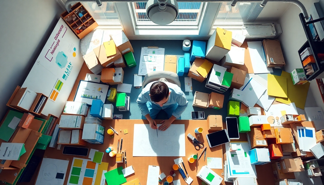 Designing innovative packaging design & commercialization in a bright creative workspace.