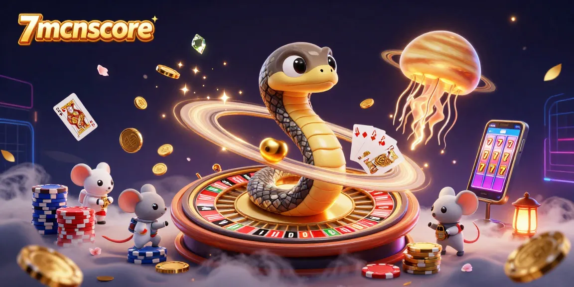 Engage in thrilling bets at 7mcnscore with a cosmic casino scene of playful astronaut mice.