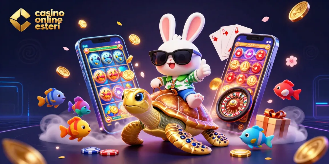 Gioca nei casino online esteri con l'adorabile coniglio fortunato e un'enorme tartaruga d'oro.