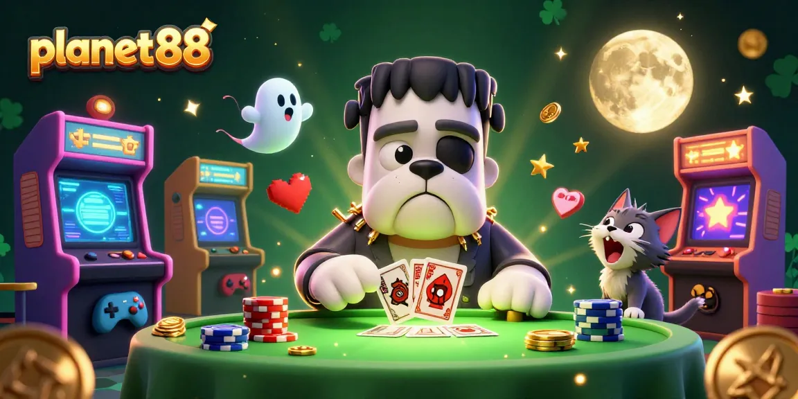 Engage in thrilling gameplay at planet88 with a playful 3D cartoon scene featuring unique casino characters.