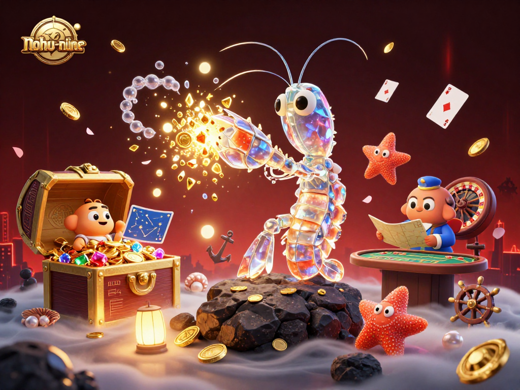 Experience the thrilling action of nohu-nine as a samurai mantis shrimp engages in explosive wins with live casino elements and colorful treasures.
