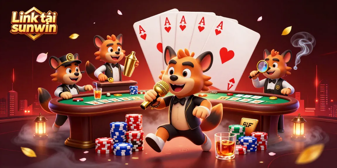 Experience the excitement of Link tải sunwin with a vibrant casino atmosphere featuring hyenas and gaming elements.