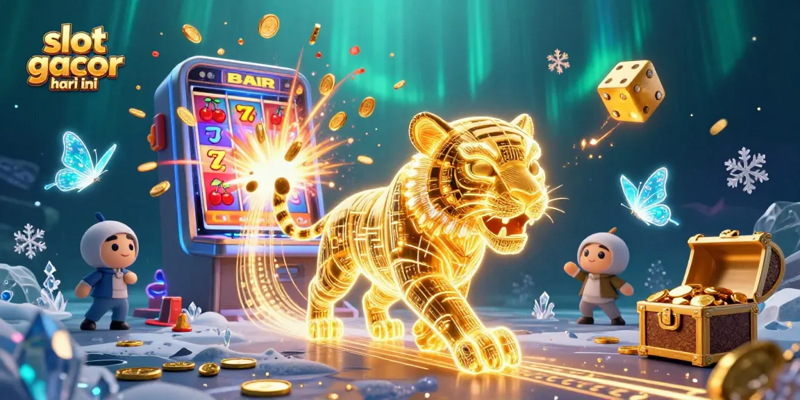 Engaging slot gacor hari ini illustration showcasing a neon tiger in a dynamic casino setting