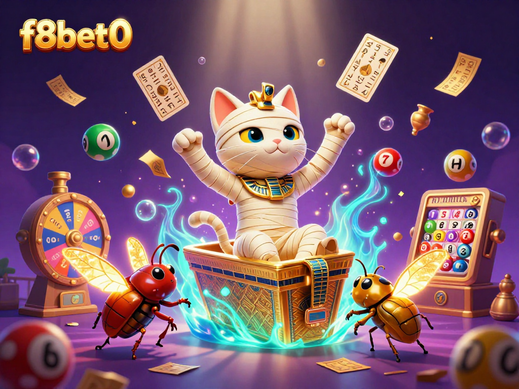 f8bet0 engages in thrilling casino excitement with colorful elements and Egyptian themes