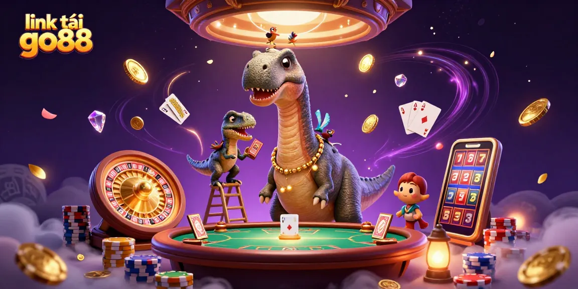 Experience the excitement of link tải go88 with this rich 3D casino illustration featuring dynamic gaming elements.