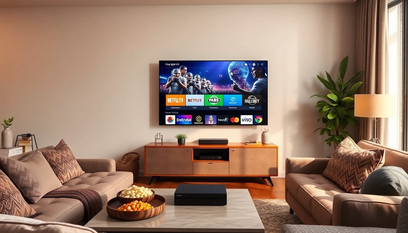 Stream IPTV Canada channels in a cozy living room with modern setup and vibrant displays.