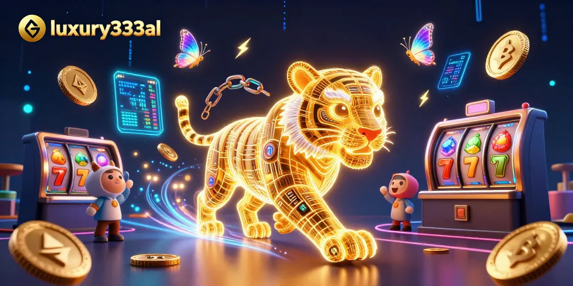 Experience thrilling wins at luxury333al with the neon golden tiger in an electrifying casino scene.