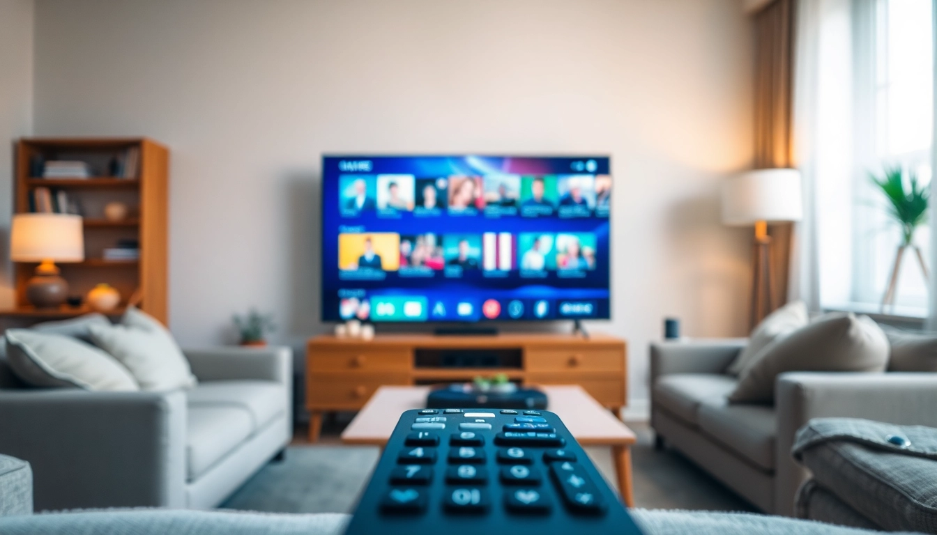 Engaging living room scene showcasing IPTV free trial features on a modern TV.