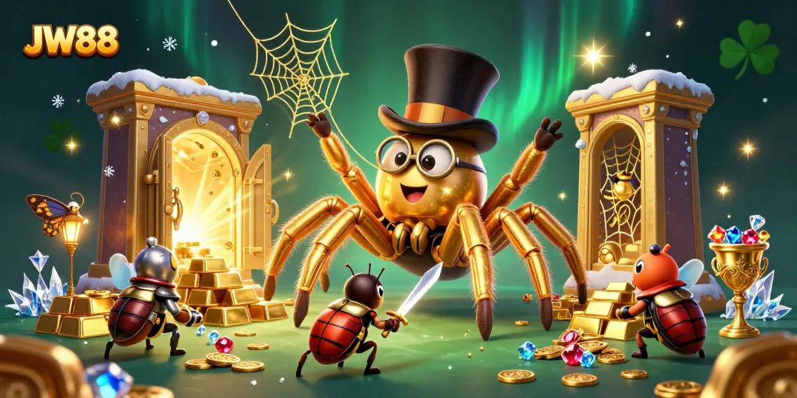 Experience the excitement at JW88 with dynamic casino characters and vibrant treasure elements.