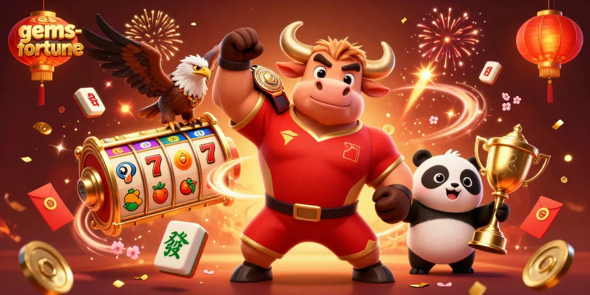 Engage in gems-fortune with dynamic 3D characters celebrating casino wins amidst rich gaming elements.