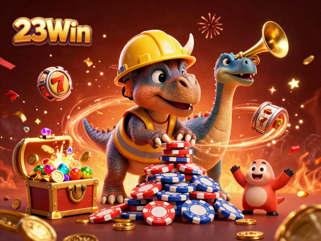 Celebrate wins at 23Win with vibrant slot reels and a unique gaming scene