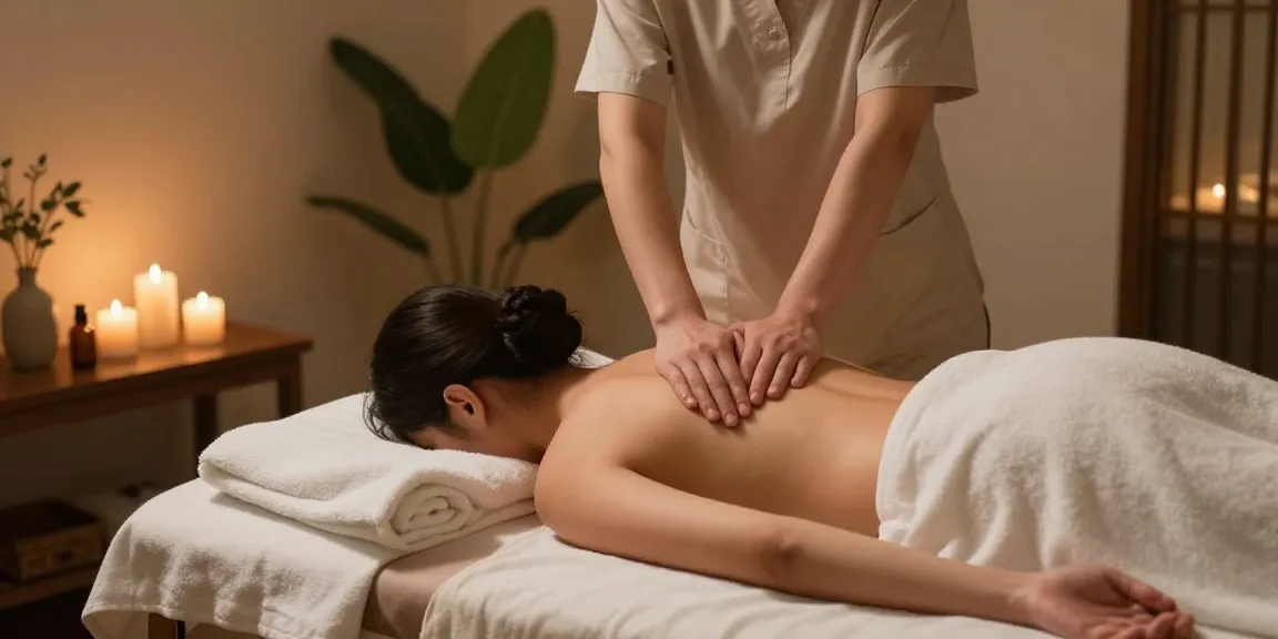 마사지 중인 고객과 치료사의 편안한 스파 환경