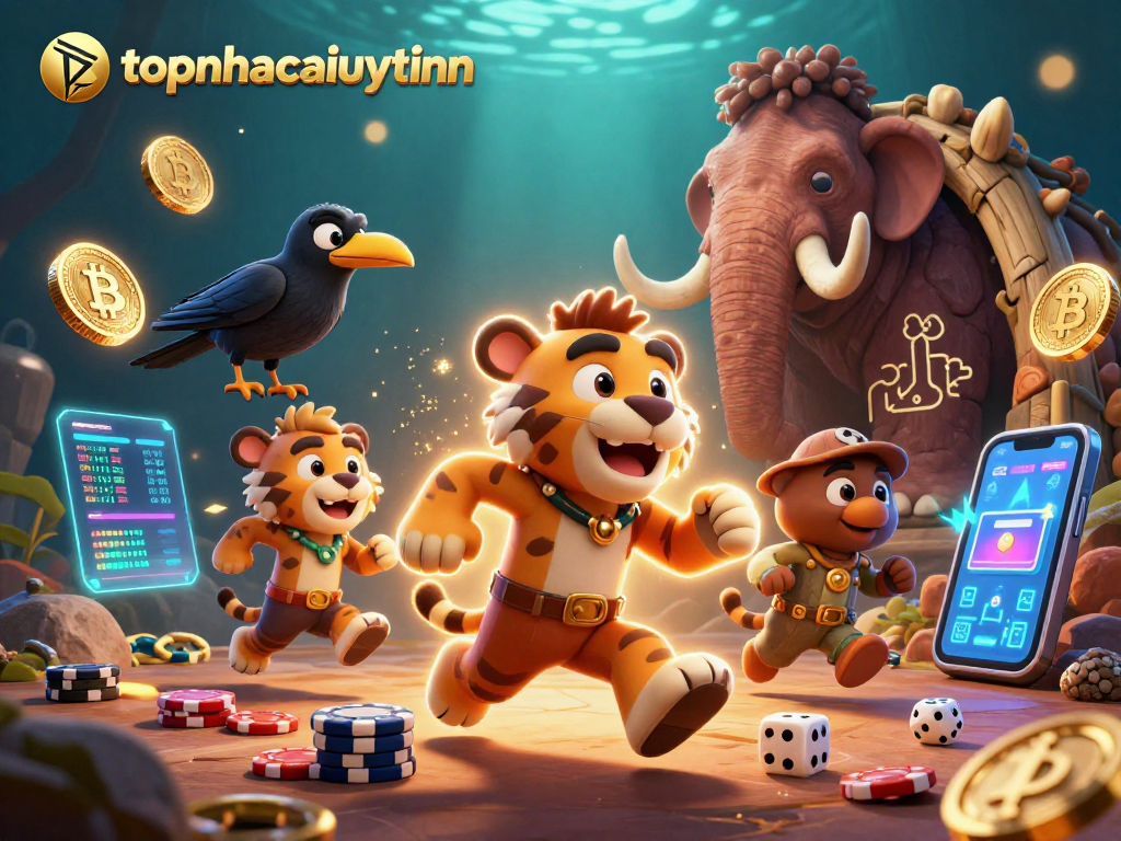 Experience thrilling gameplay with topnhacaiuytinn in an exciting prehistoric casino scene filled with vibrant action.