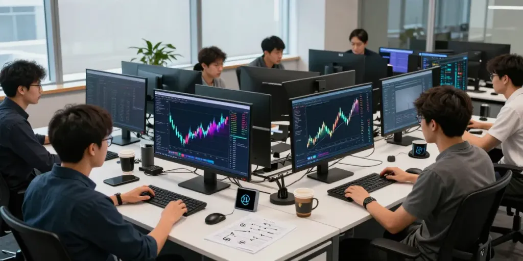 Dynamic cryptocurrency trading workspace emphasizing Polygon.io alternative with advanced analytics, real-time crypto data, and teamwork.
