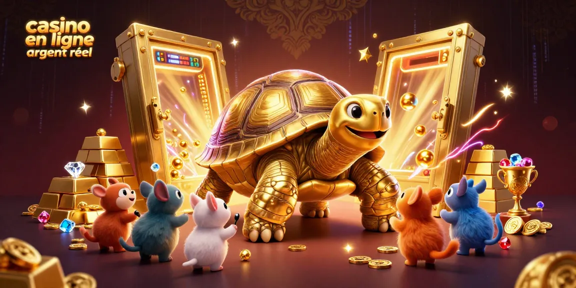 Visualisez casino en ligne argent réel avec une tortue dorée et une machine à sous fascinante.