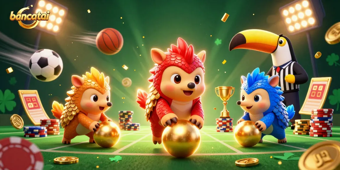 Compete in vibrant gaming excitement at bancatai with dynamic pangolins and sports elements.