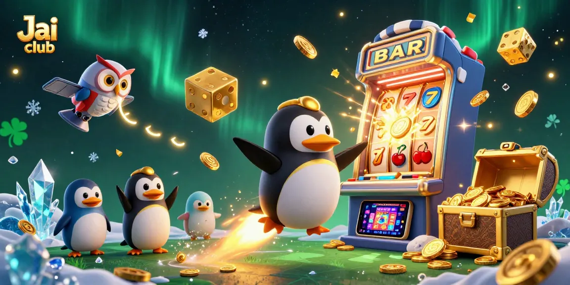 Win big at Jai club with vibrant 3D slots and dynamic jackpot action in a colorful casino scene.