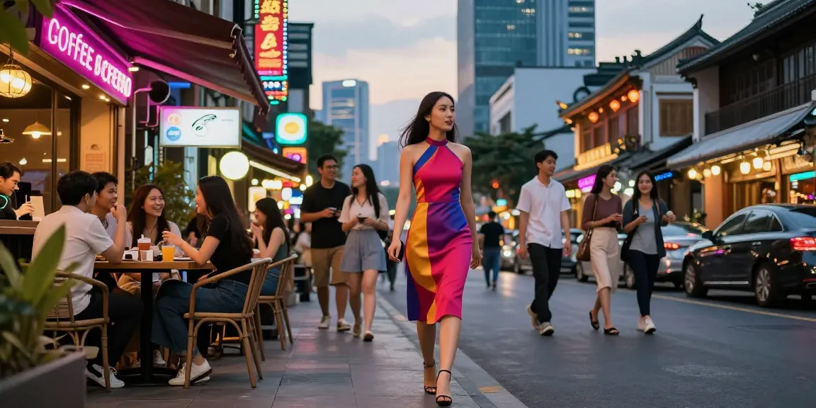 Gái gọi trong không khí sống động của phố phường Việt Nam vào buổi tối.