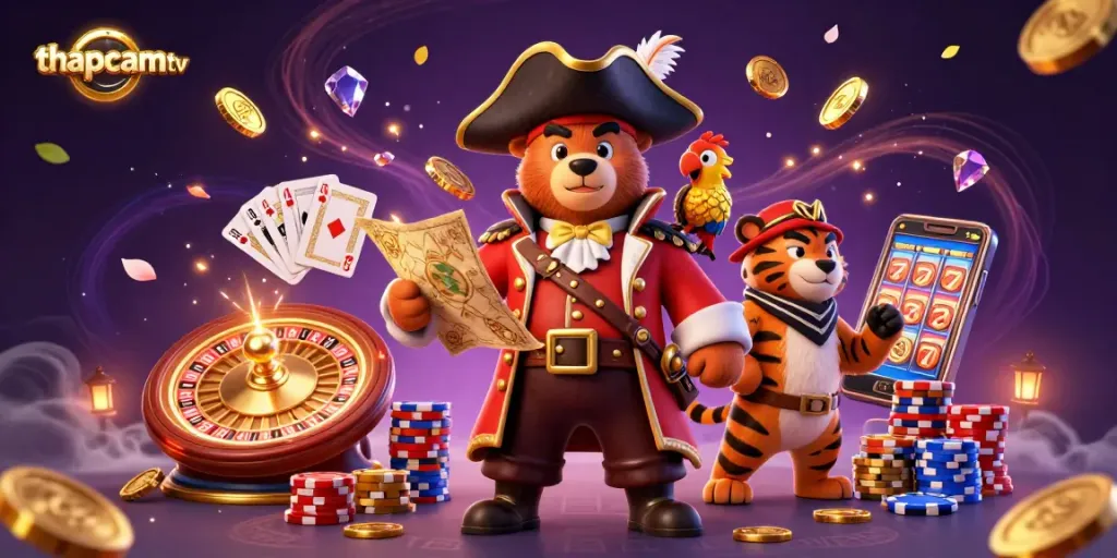 Experience thrilling gameplay with thapcamtv's dynamic betting scene featuring pirate characters and casino elements.