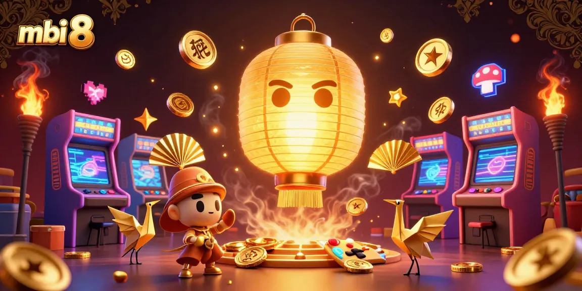 Experience thrilling gaming action at mbi 8 with vibrant casino elements and golden symbols in a dynamic scene.